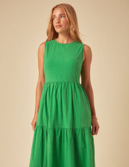 Green Tiered Astrid Midi Dress