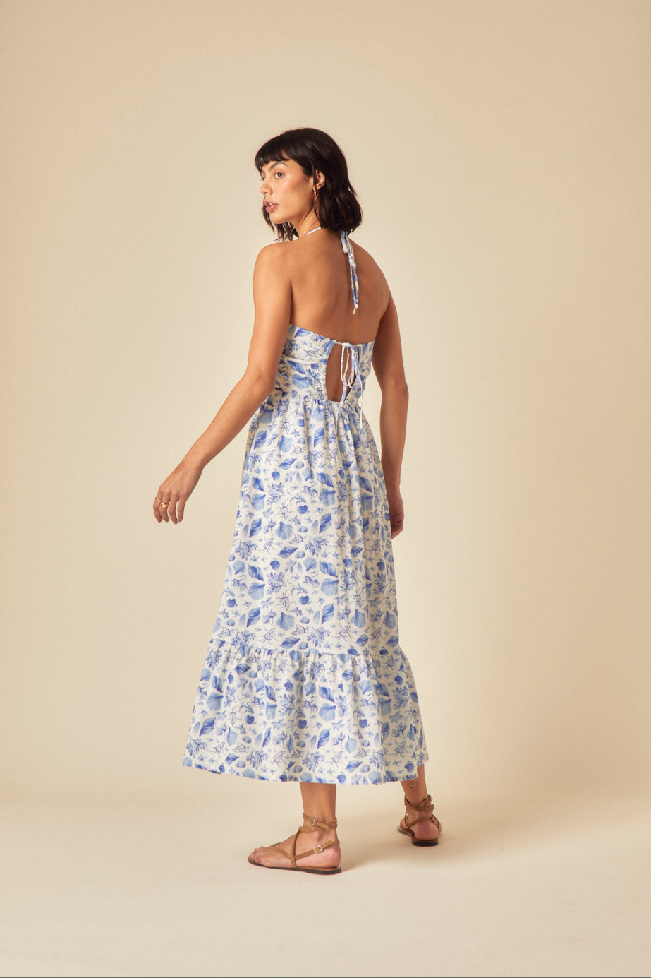 Blue Shell Print Bellerose Midi Dress