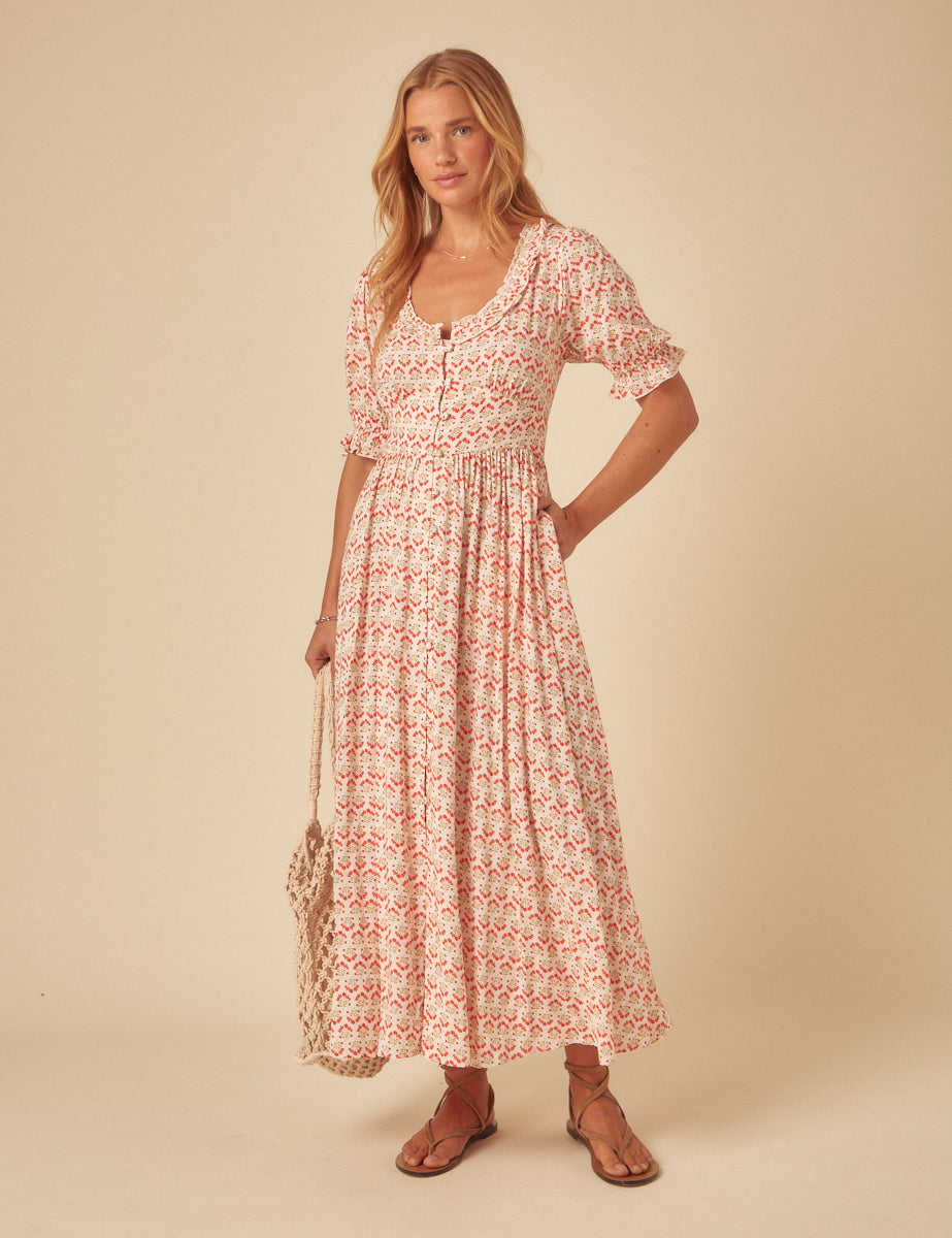 Pink Printed Flossie Midi Dress