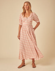 Pink Printed Flossie Midi Dress