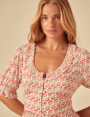 Pink Printed Flossie Midi Dress