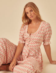 Pink Printed Flossie Midi Dress