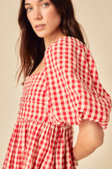 Red Gingham Nova Midi Dress