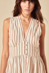 Stone Striped Sleeveless Starlight Midi Dress