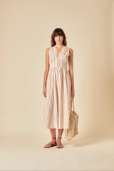 Stone Striped Sleeveless Starlight Midi Dress
