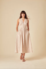 Stone Striped Sleeveless Starlight Midi Dress