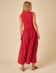 Red Sleeveless Starlight Midi Dress