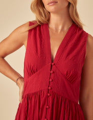 Red Sleeveless Starlight Midi Dress