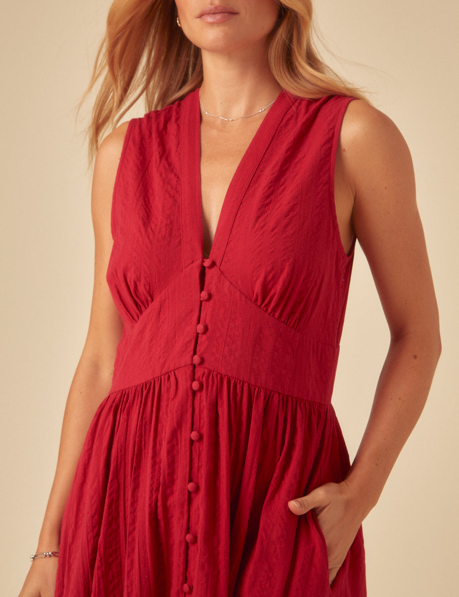 Red Sleeveless Starlight Midi Dress