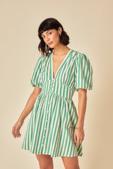 Green Striped Starlight Mini Dress