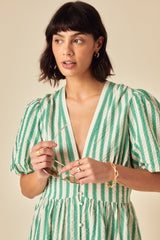 Green Striped Starlight Mini Dress