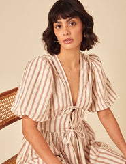 Stone Striped Tie Front Scarla Mini Dress
