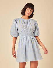 Blue Pintstripe Zelda Mini Dress