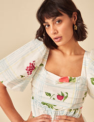 Cream Fruit Print Nova Mini Dress