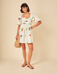 Cream Fruit Print Nova Mini Dress