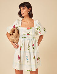 Cream Fruit Print Nova Mini Dress