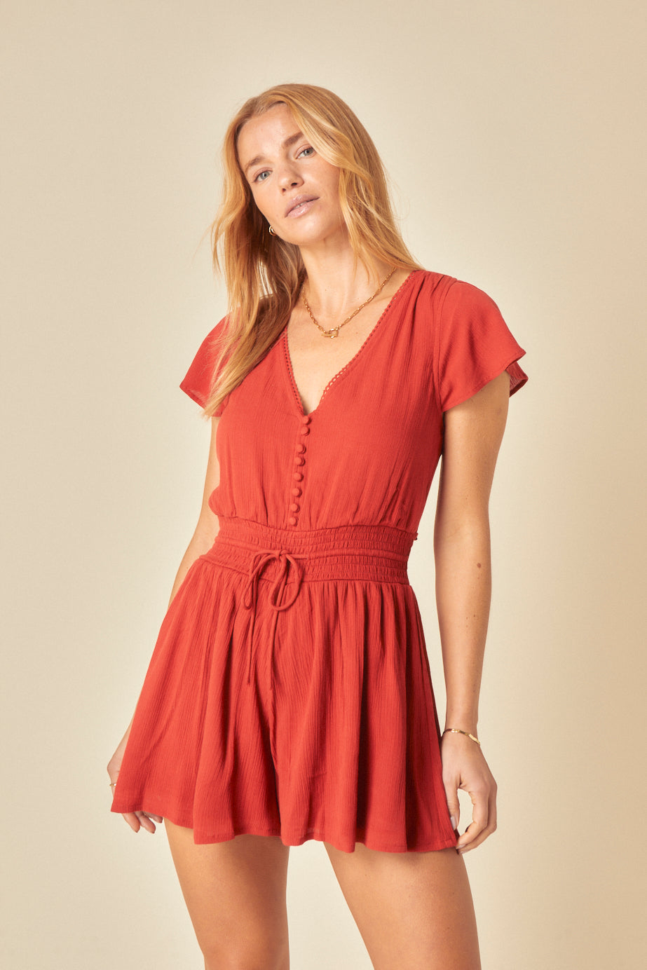 Red Veda Playsuit