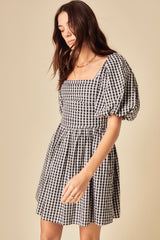 Black Gingham Nova Mini Dress