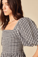 Black Gingham Nova Mini Dress
