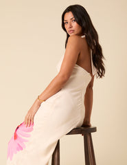 White Floral Halterneck Agnes Maxi Dress