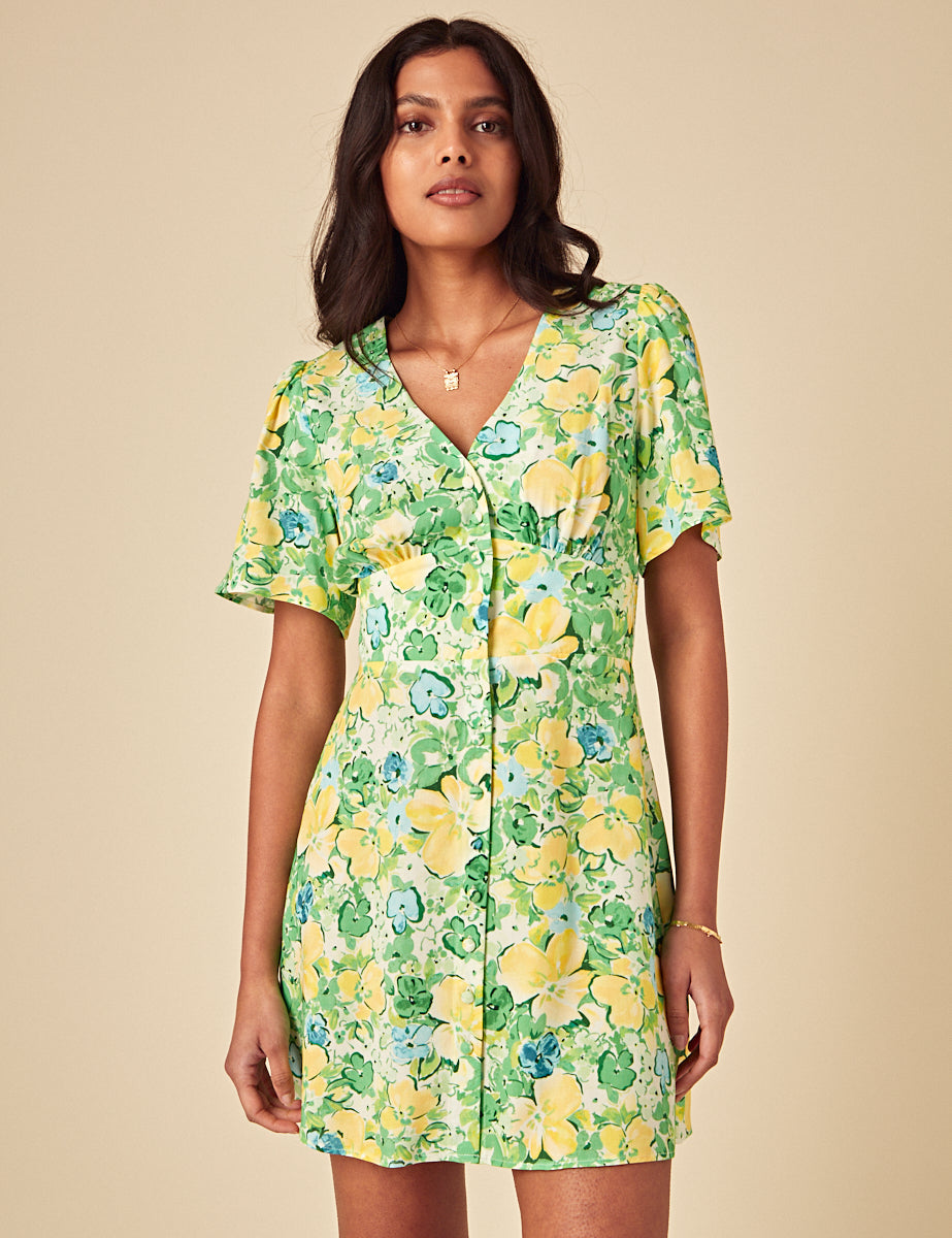 Green Floral Alexa Mini Dress