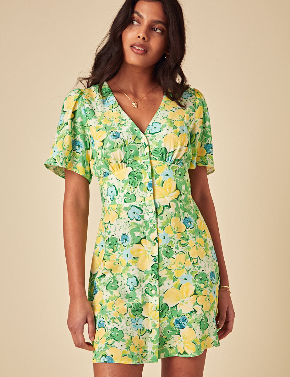 Green Floral Alexa Mini Dress