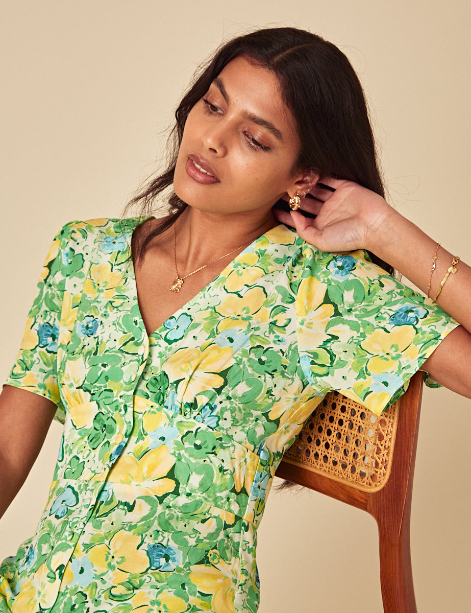 Green Floral Alexa Mini Dress