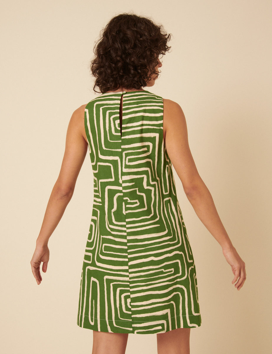 Green Abstract Palermo Mini Dress