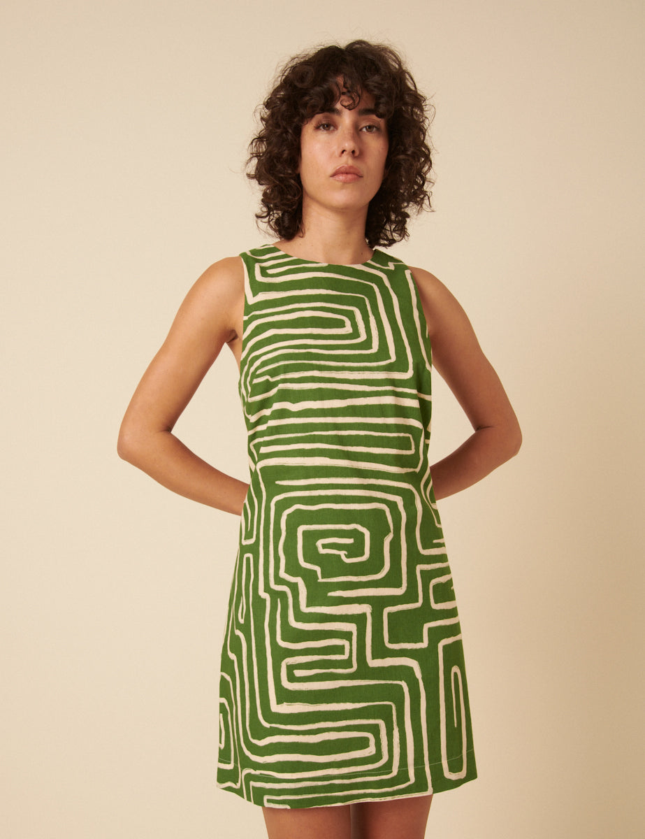 Green Abstract Palermo Mini Dress