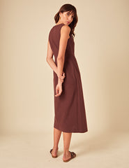Brown Tie Waist Lottie Midi Dress