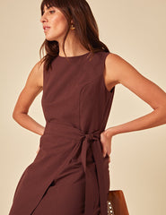 Brown Tie Waist Lottie Midi Dress