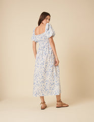 Blue Ditsy Floral Kurtis Midi Dress