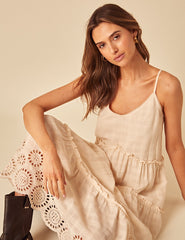 Cream Broderie Anglaise Tiered Scarlett Midi Dress