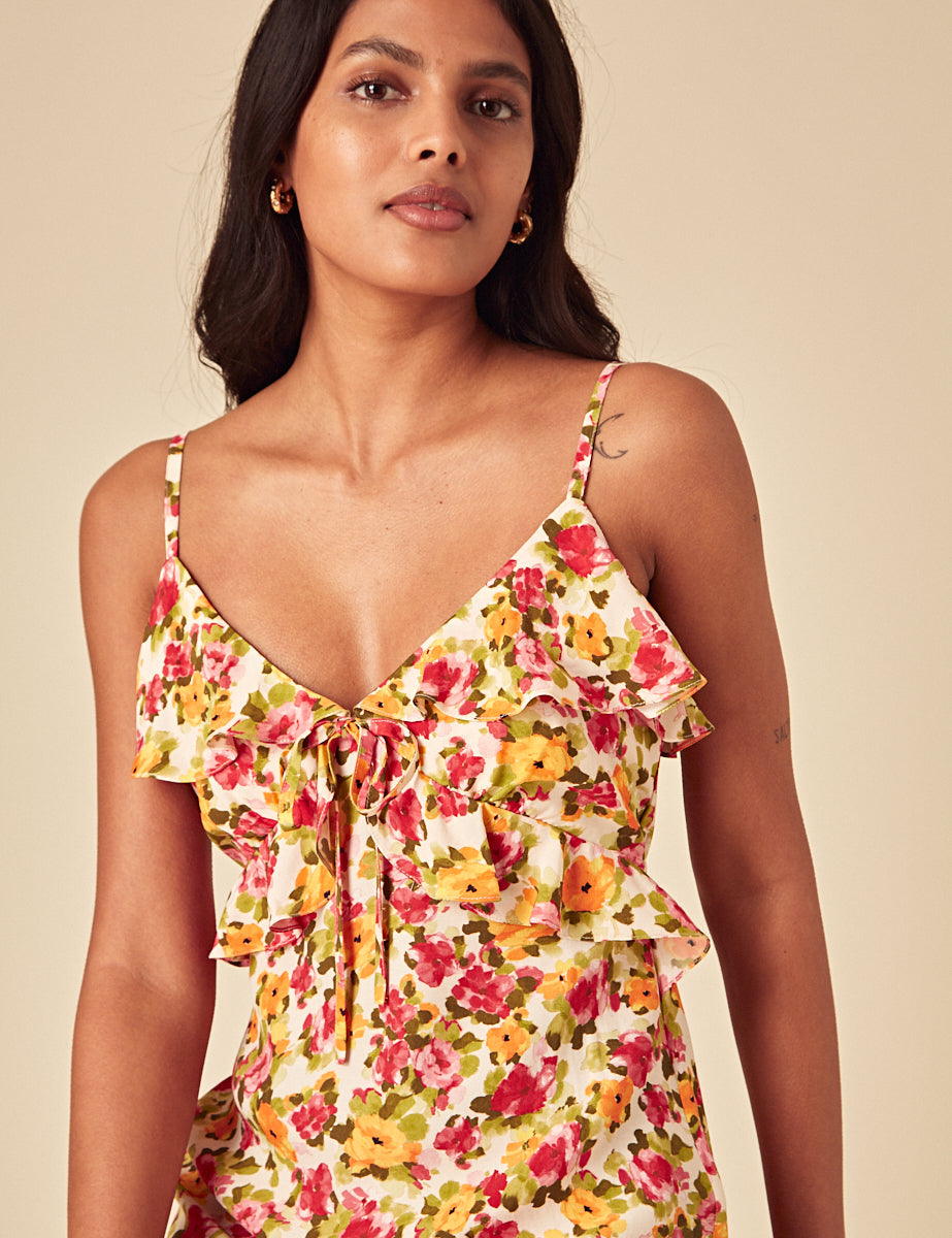 Yellow Floral Roe Midi Dress