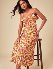 Yellow Floral Roe Midi Dress