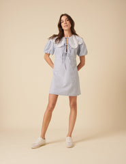 Blue Pinstripe Collar Bessie Mini Dress