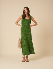 Green Polka Dot Adrian Midi Dress