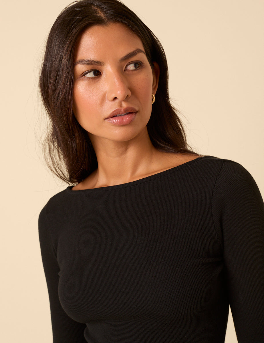 Black Long Sleeve A-Line Penni Mini Dress