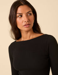 Black Long Sleeve A-Line Penni Mini Dress