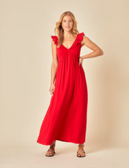 Red Jojo Sweetheart Maxi Dress