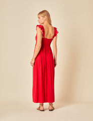 Red Jojo Sweetheart Maxi Dress