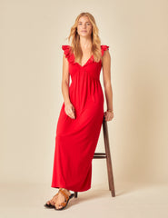 Red Jojo Sweetheart Maxi Dress