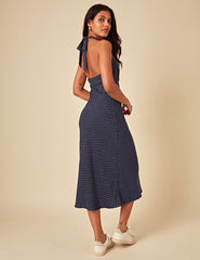Navy Polka Dot Lyne Midi Dress