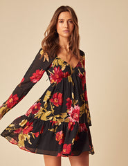 Black Floral Marti Mini Dress