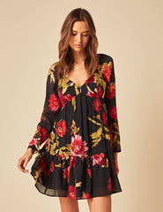 Black Floral Marti Mini Dress