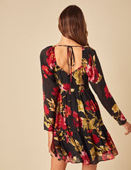 Black Floral Marti Mini Dress