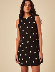 Elizabeth Scarlett Black Daisy Embroidered Palermo Mini Dress