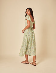 Elizabeth Scarlett Green Ditsy Elsie Midi Dress