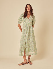 Elizabeth Scarlett Green Ditsy Saffy Midi Dress