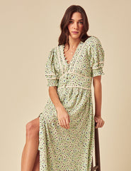 Elizabeth Scarlett Green Ditsy Saffy Midi Dress